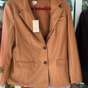 A New Day Faux Leather Blazer NWT